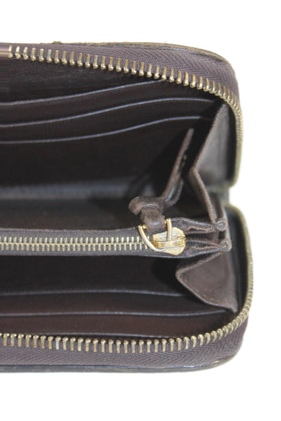 Bottega Veneta Leather Zipper Intrecciato Nappa Wallet  Brown