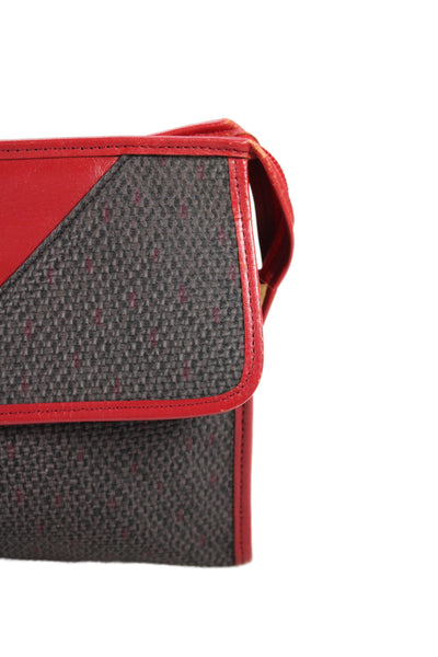 Yves Saint Laurent  Women's Leather Woven Gold Hardware  Front Flap Red