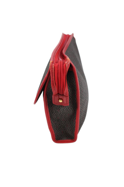 Yves Saint Laurent  Women's Leather Woven Gold Hardware  Front Flap Red