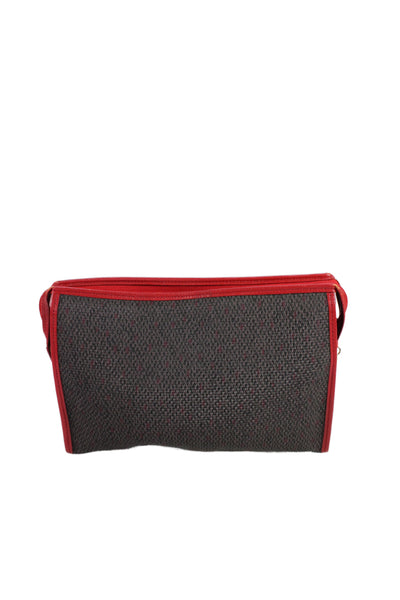 Yves Saint Laurent  Women's Leather Woven Gold Hardware  Front Flap Red