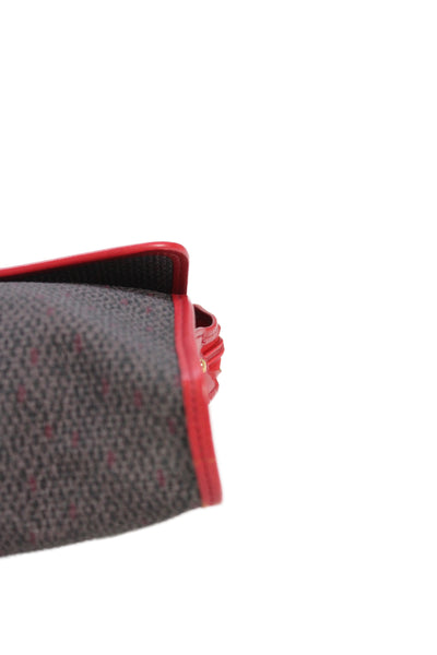 Yves Saint Laurent  Women's Leather Woven Gold Hardware  Front Flap Red