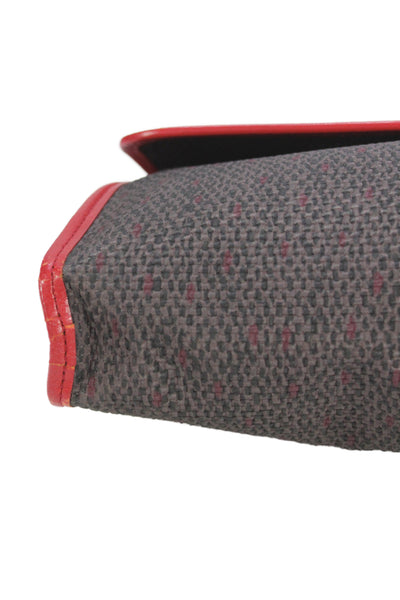 Yves Saint Laurent  Women's Leather Woven Gold Hardware  Front Flap Red