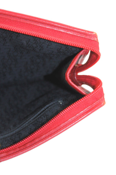 Yves Saint Laurent  Women's Leather Woven Gold Hardware  Front Flap Red