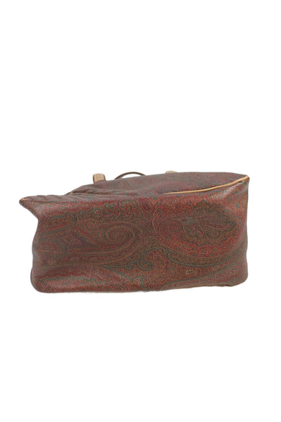 Etro Milano Womens Leather Gold Zipper Paisley Bowler  Handbag Multicolor
