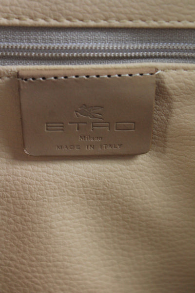 Etro Milano Womens Leather Gold Zipper Paisley Bowler  Handbag Multicolor