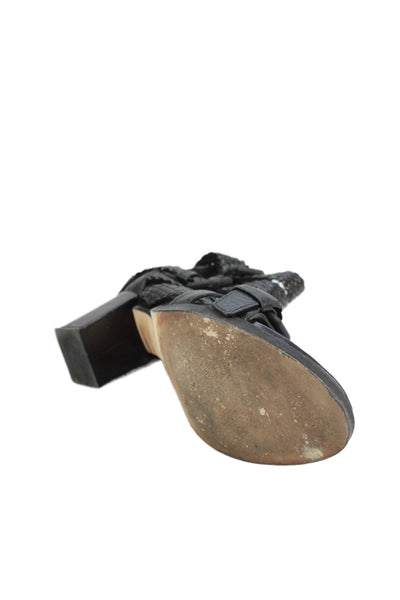 Alexander Wang Women's Leather Petra Braided High Strap Sandals Black Size 9