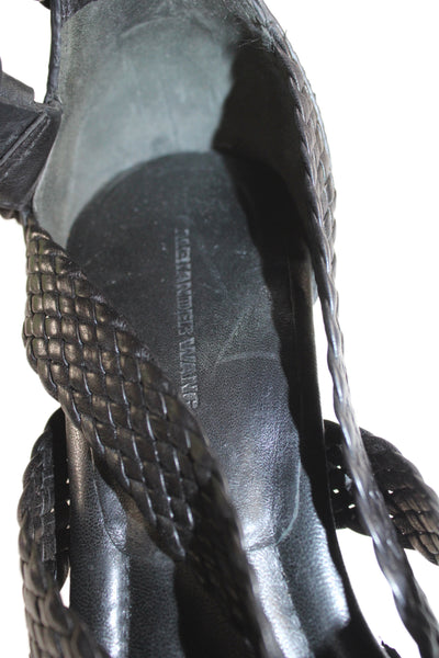Alexander Wang Women's Leather Petra Braided High Strap Sandals Black Size 9