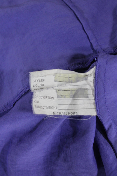 Michael Kors Women Tunic Purple V Neck Short Sleeve Pullover Solid Size S