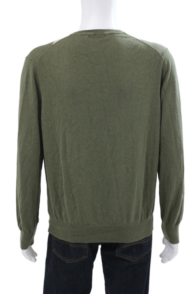 Brooks Brothers Mens V-Neck Argyle Silk Blend Pullover Sweater Size L