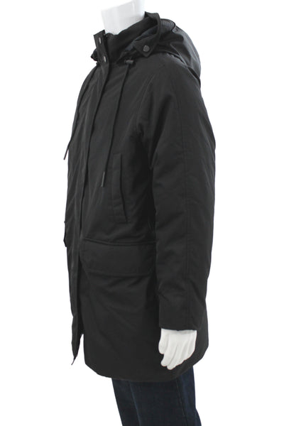 Everlane Womens Black Parka Recycled Polyester Long Sleeve Snap Size L
