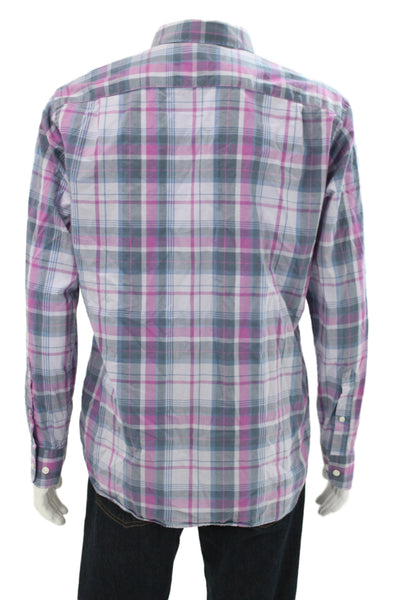 Bonobos Mens Plaid Slim Fit Button Down Shirt Blue Pink Cotton Size Large