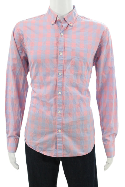 Bonobos Mens Plaid Slim Fit Button Down Shirt Blue Pink Size Large