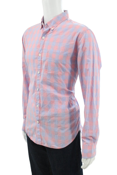 Bonobos Mens Plaid Slim Fit Button Down Shirt Blue Pink Size Large