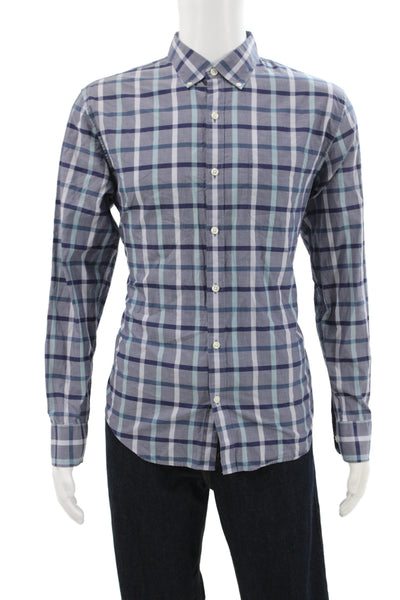 Bonobos Mens Plaid Slim Fit Button Down Shirt Blue Cotton Size Large