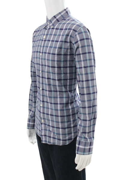 Bonobos Mens Plaid Slim Fit Button Down Shirt Blue Cotton Size Large