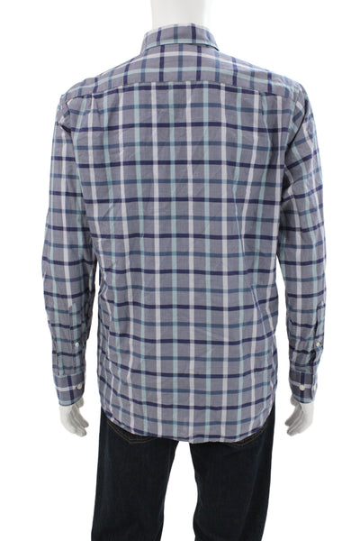 Bonobos Mens Plaid Slim Fit Button Down Shirt Blue Cotton Size Large