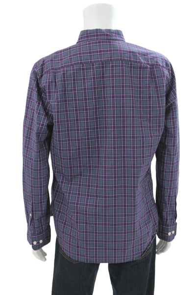 Bonobos Mens Plaid Slim Fit Button Down Shirt Blue Purple Size Large
