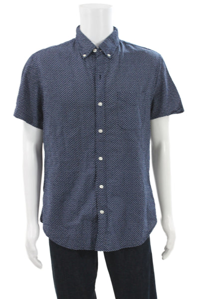 Bonobos Mens Slim Fit Button Down Shirt Navy Blue White Size Large