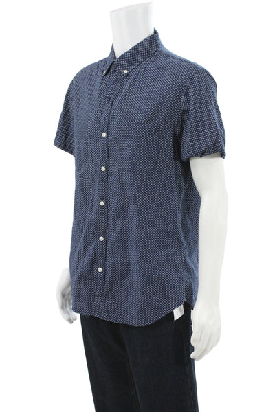 Bonobos Mens Slim Fit Button Down Shirt Navy Blue White Size Large