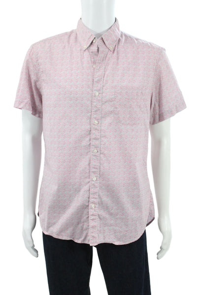 Bonobos Mens Floral Print Slim Fit Button Down Shirt Blue Pink Size Large