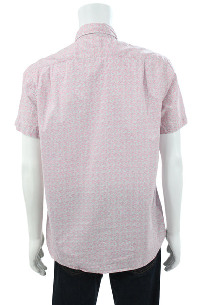 Bonobos Mens Floral Print Slim Fit Button Down Shirt Blue Pink Size Large