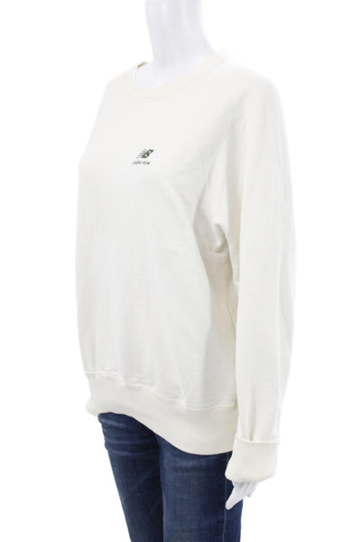 New Balance Unisex Adults Ivory Cotton Pullover Sweatshirt Crew Neck Size S