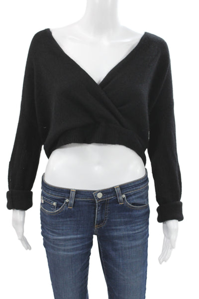 Maje Womens Black V-Neck Pullover Sweater Long Sleeve Size 2