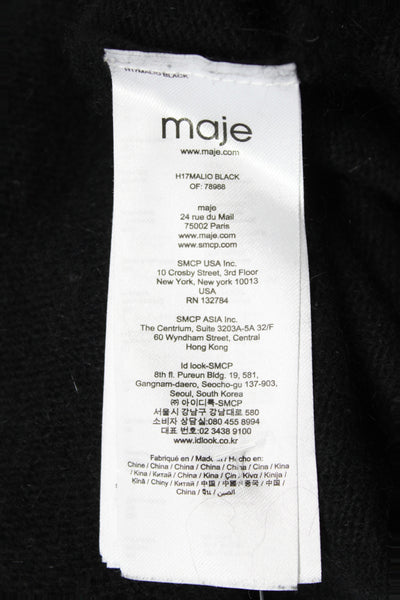 Maje Womens Black V-Neck Pullover Sweater Long Sleeve Size 2