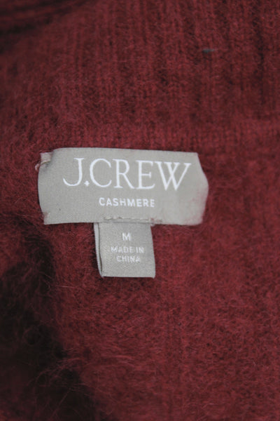 J Crew Women Red 100% Cashmere V Neck Pullover Sweater Long Sleeve Size M