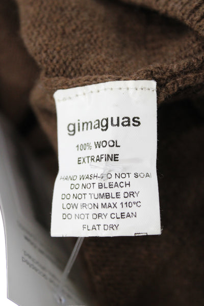Gimaguas Women Brown Wool V-Neck Pullover Sweater Long Sleeve Size S