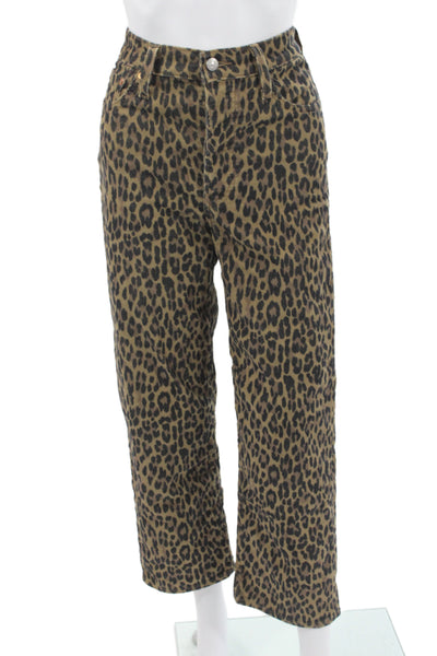 Levi Strauss & Co Womens Straight Leopard Print Brown Cotton Jeans Size 26