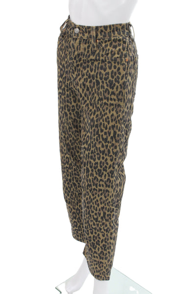 Levi Strauss & Co Womens Straight Leopard Print Brown Cotton Jeans Size 26