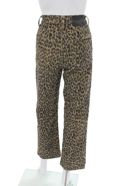 Levi Strauss & Co Womens Straight Leopard Print Brown Cotton Jeans Size 26