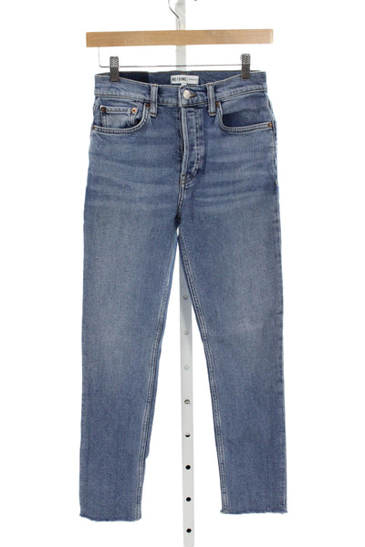 Re/Done Womens Straight Jeans High Rise Blue Cotton Button Size 26