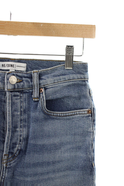 Re/Done Womens Straight Jeans High Rise Blue Cotton Button Size 26