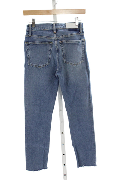 Re/Done Womens Straight Jeans High Rise Blue Cotton Button Size 26