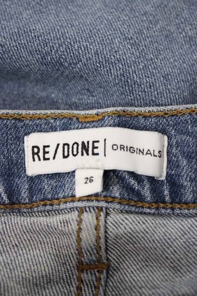 Re/Done Womens Straight Jeans High Rise Blue Cotton Button Size 26