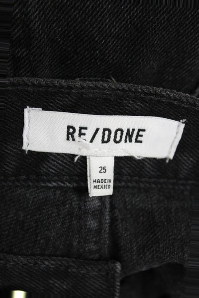 Re/Done Women Cut-Off Black Cotton Distressed Button Shorts Size 25