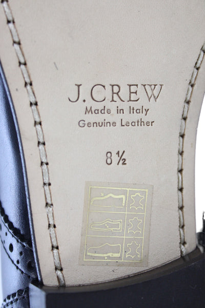 J Crew Womens Brogue Wingtip Double Buckle Flats Shoes Black Size 8.5