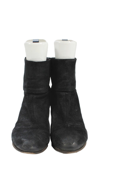 Rag & Bone Womens Suede Leather Block Heels Ankle Boots Shoes Black Size 8.5