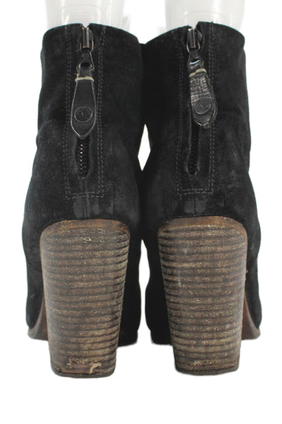 Rag & Bone Womens Suede Leather Block Heels Ankle Boots Shoes Black Size 8.5
