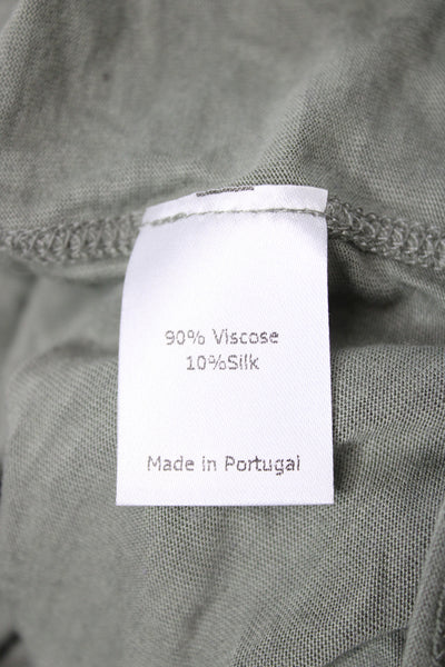 La Ligne Women Basic Green Viscose Henley Button Long Sleeve T-Shirt Size XL
