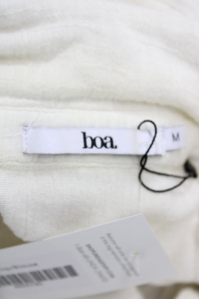 BOA. Womens Tunic Button Up White Cotton Long Sleeve Collared Size M