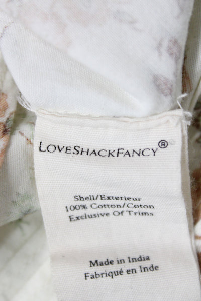 Love Shack Fancy Womens Tunic Blouse Ivory Floral Cotton High Neck Size M