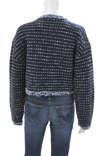 J Crew Women Basic Jacket Blue Striped Button Long Sleeve Classic Size M