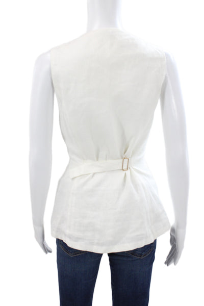 Reformation Womens Basic Button Up Linen V-Neck Sleeveless White Size 10