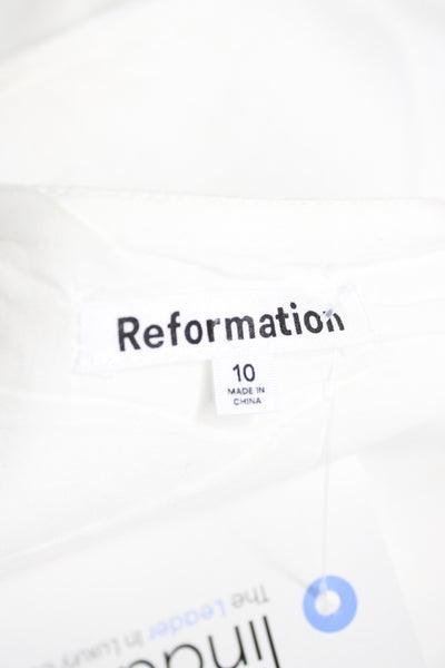 Reformation Womens Basic Button Up Linen V-Neck Sleeveless White Size 10