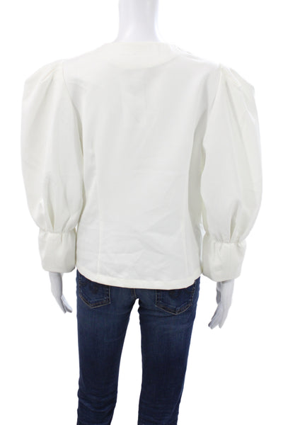 Choosy Womens Basic White V-Neck 3/4 Sleeve Blouse 70% Cotton Size L