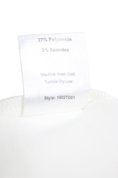 Choosy Womens Basic White V-Neck 3/4 Sleeve Blouse 70% Cotton Size L