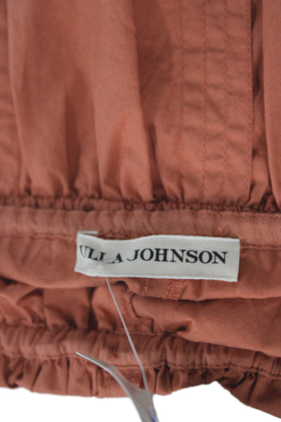 Ulla Johnson Women Fit & Flare Orange Cotton Square Neck Mid-Calf Dress Size 8
